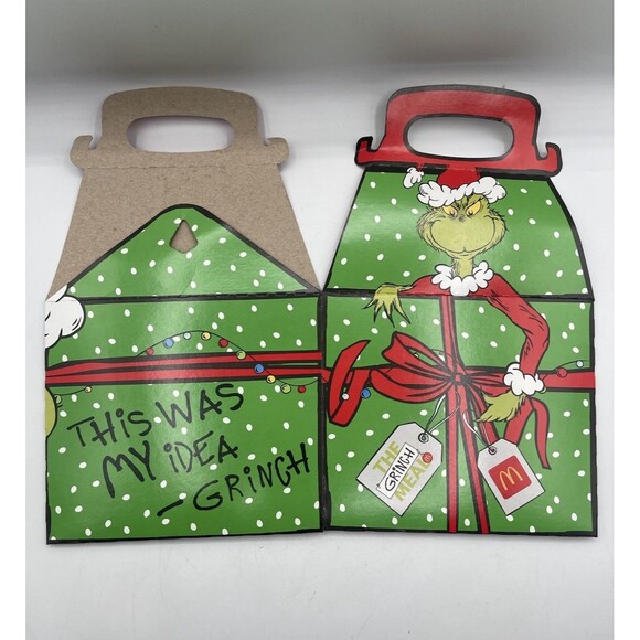 2025 McDONALD'S Grinch Christmas Adult Happy Meal w/ Green Socks and Grinch Salt - Picture 2 of 7
